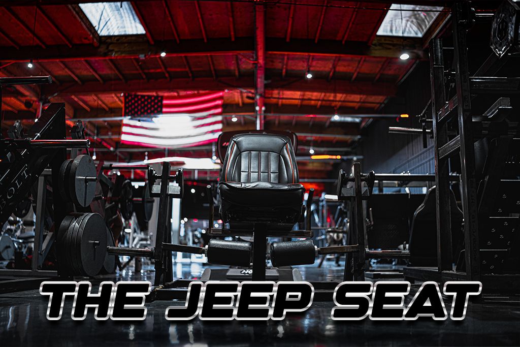 The Jeep Seat machine with a black seat and steel frame